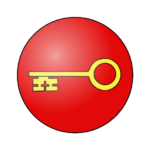 Badge: A gold key on a red background.